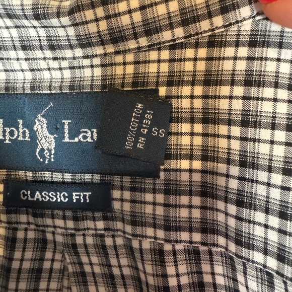 Ralph Lauren Classic Fit Button-Down Shirt - Black & White Check Size 16/L B434 - Picture 4 of 6